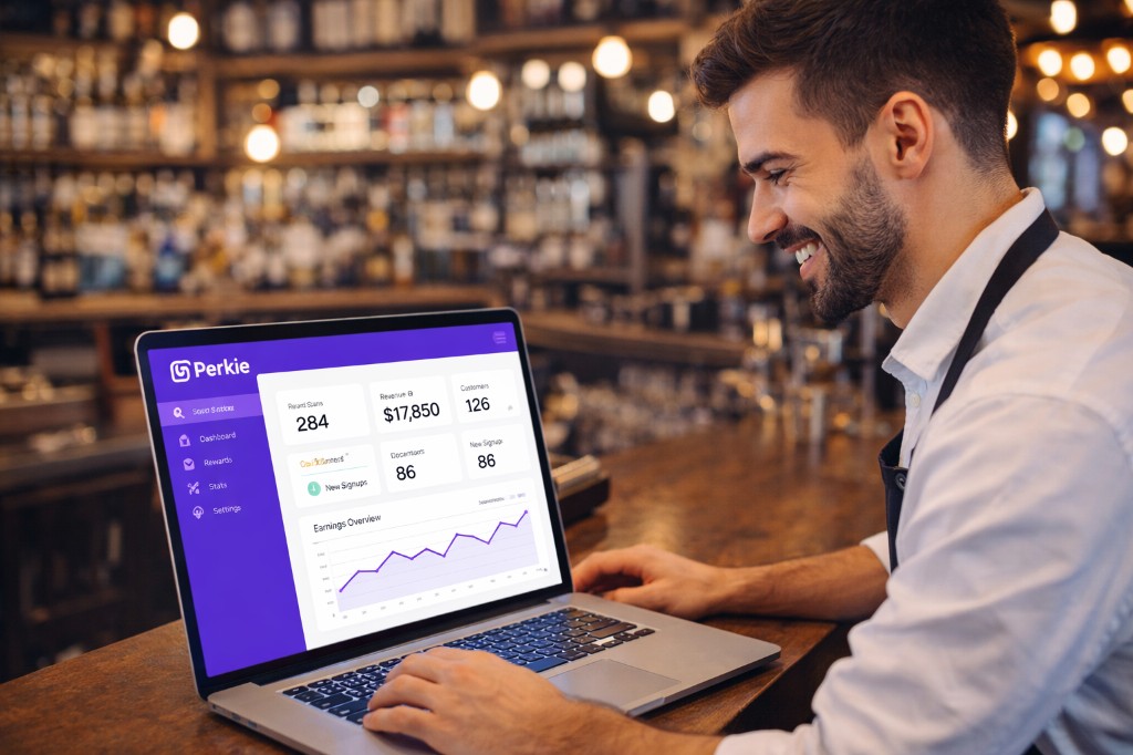 Business owner using Perkie with customers
