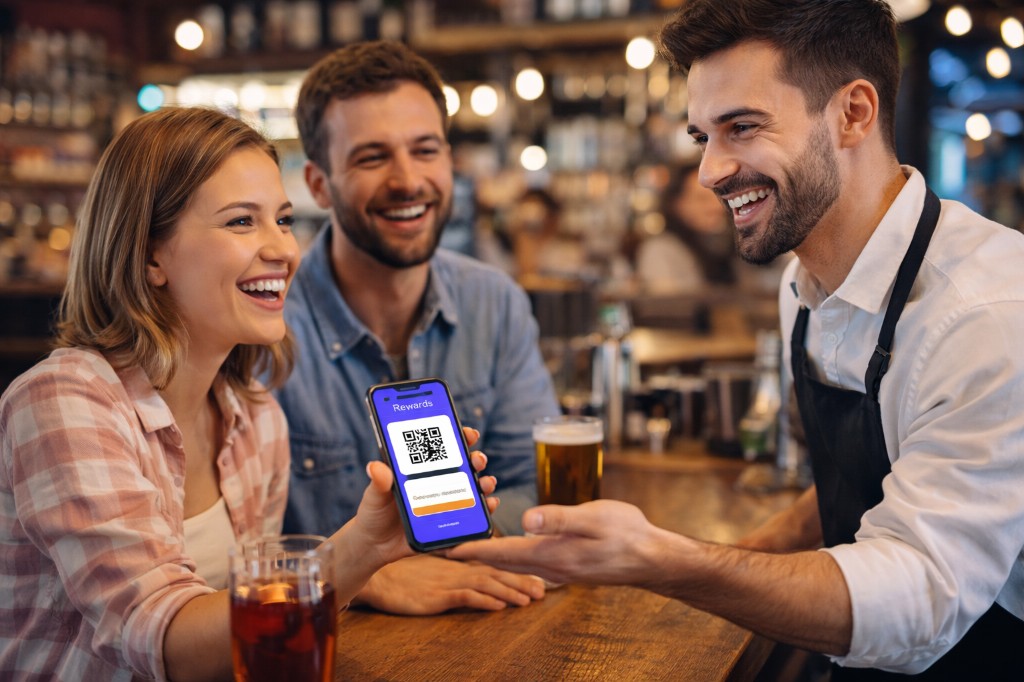 People using Perkie while visiting a local business