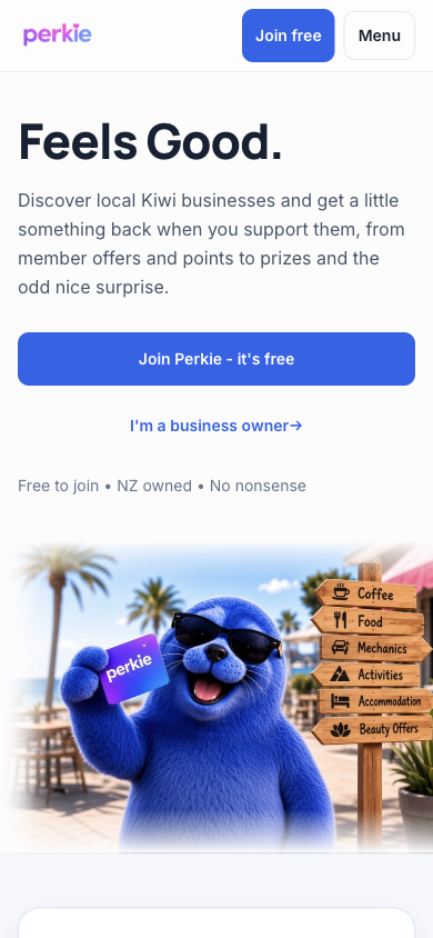 The Perkie homepage on a phone