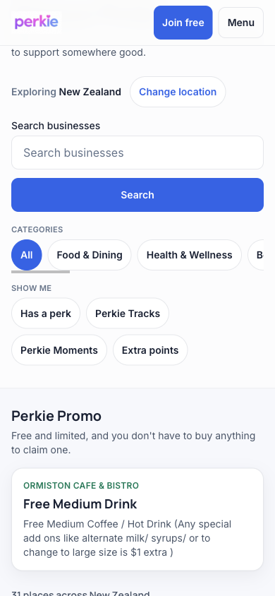 Discover on a phone, with search and a live perk