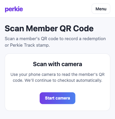 The business scanner, with Start camera